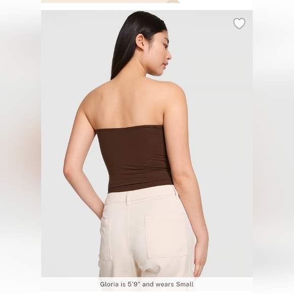 PINK VS Base Stretch Tube Top Ganache (Brown) NWOT - Picture 2 of 6